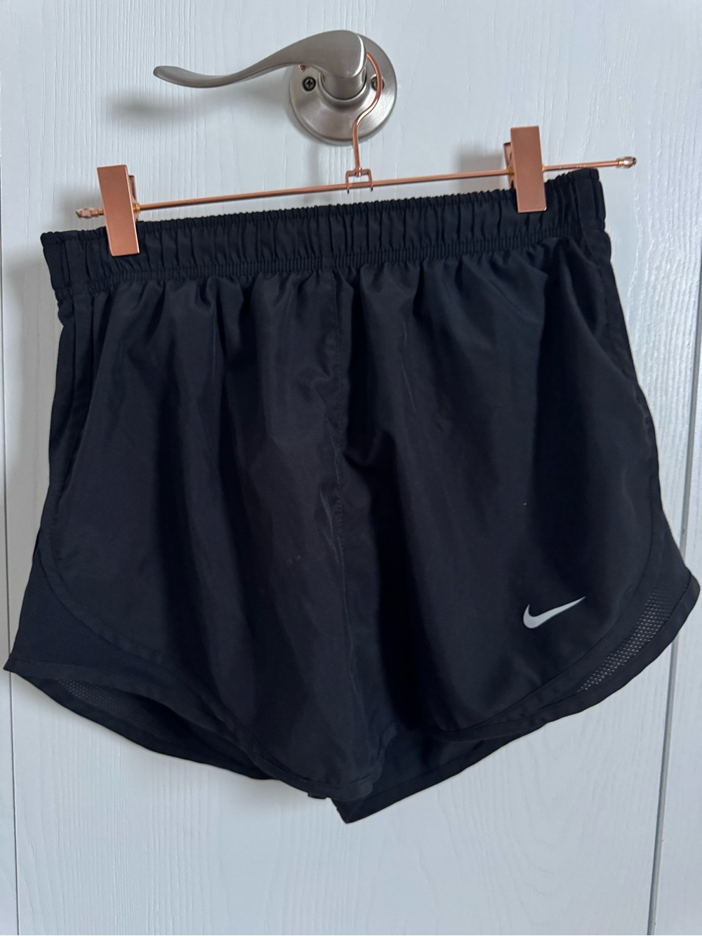 Nike Women's Black Athletic Running Shorts with White Swoosh